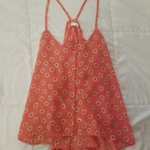 Pink sunflower tank top small